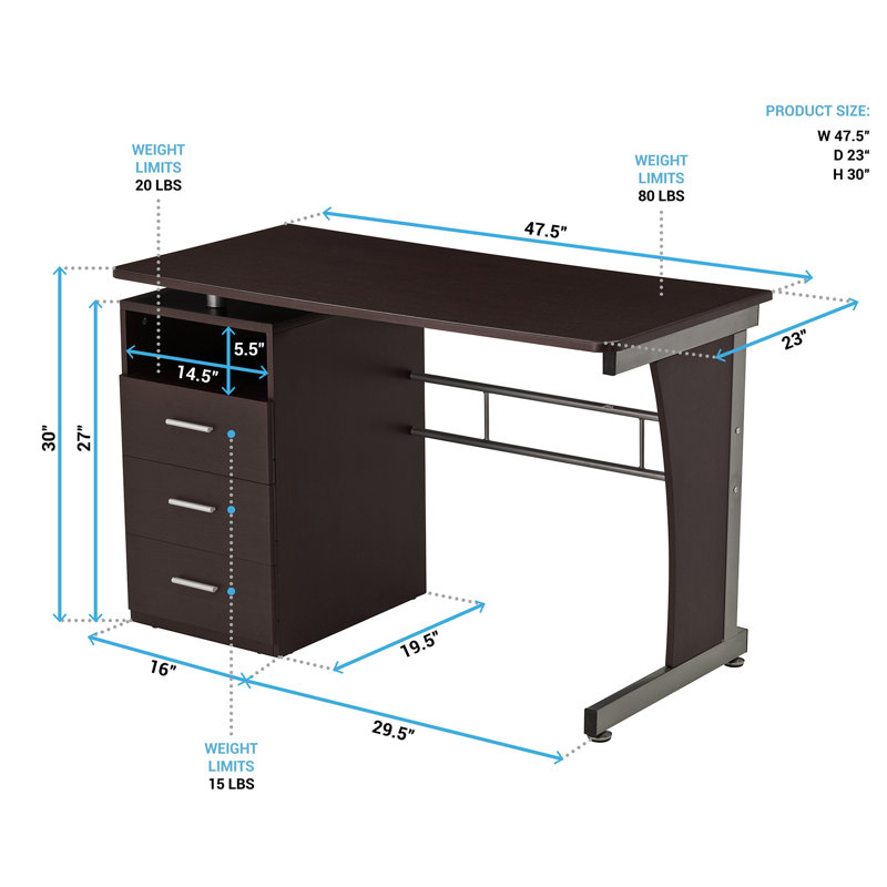 Latitude Run® Computer Desk with Ample Storage