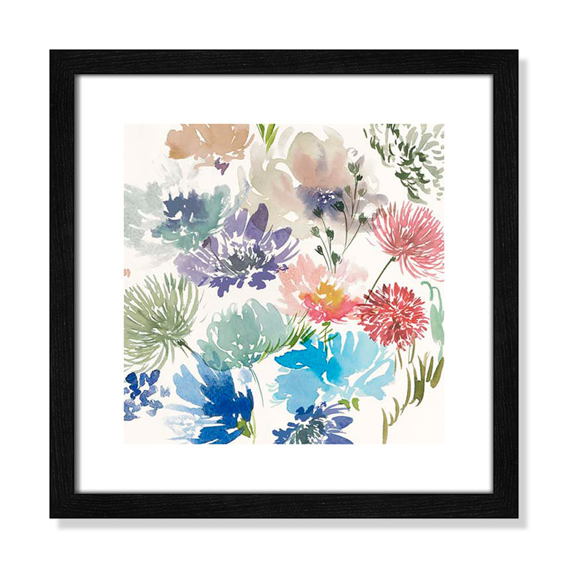 «A Floral Florish II» par Aria K, Grain de bois noir, H 17 po x l 17 po x P 0,75 po