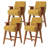 Mid-Century Upholstered Counter Bar Stool With Arms And Wooden Legs-1295437497
