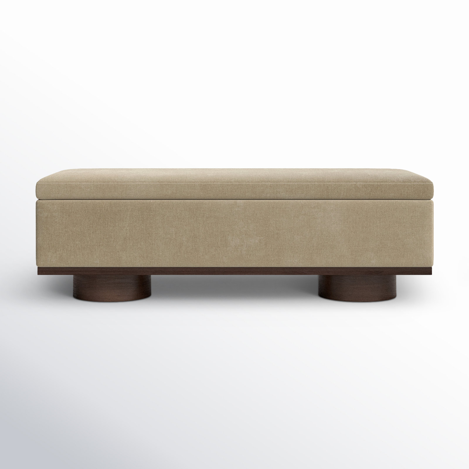 Morje 61" Linen Entryway Bench, Light Brown Velvet, Walnut