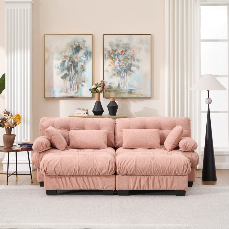 U Shaped Sectional Couches For Living Room,Modular Sectional Sofa Cloud Couch With Ottoman, Deep Seat Loveseat Comfy Advanced Flannelette Oversized Sofa, Modern Couch With Round Armrests 4 Pillows