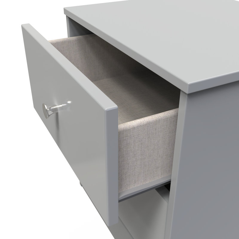 Fully Assembled Leoine Manufactured Wood Bedside Table, Grey