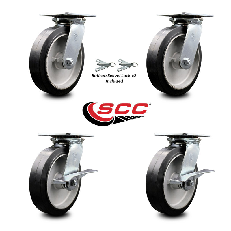 4-Piece Rubber and Aluminum Caster Set