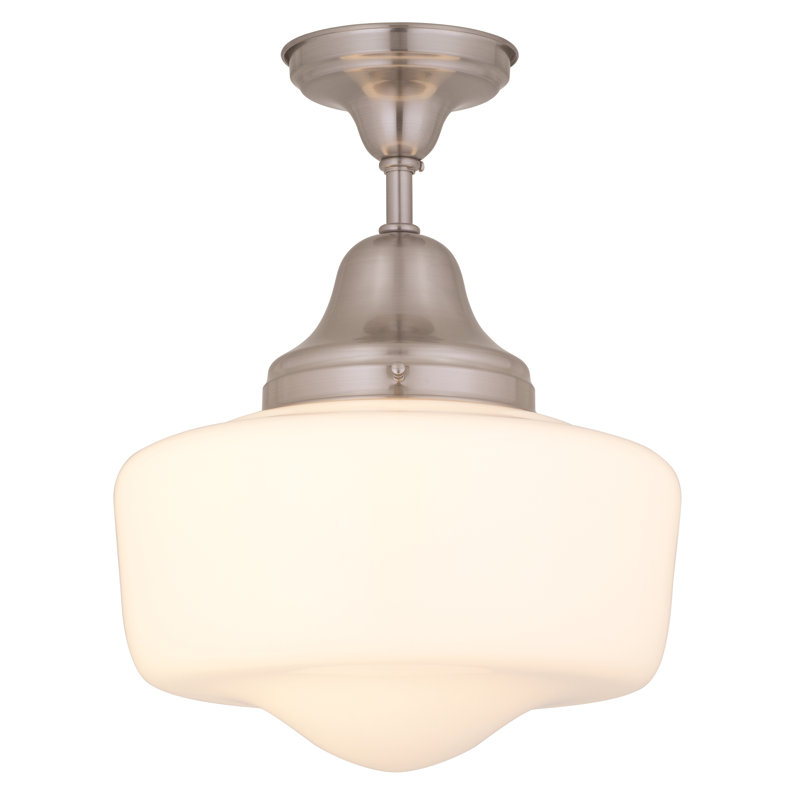 Glass Semi Flush Mount, Satin Nickel