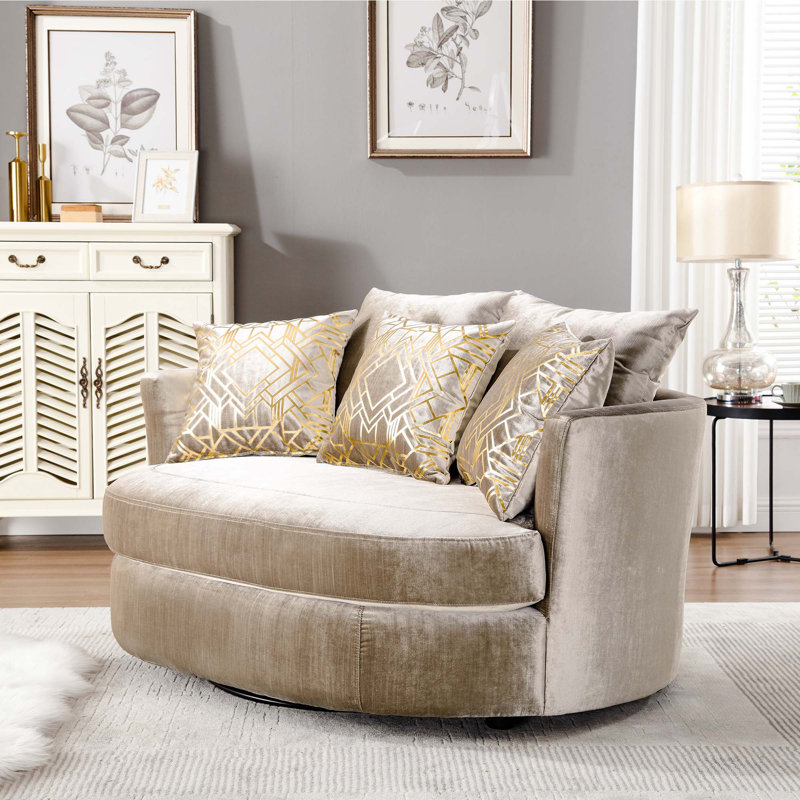 Keir 57.5'' Wide Swivel Loveseat, Champagne