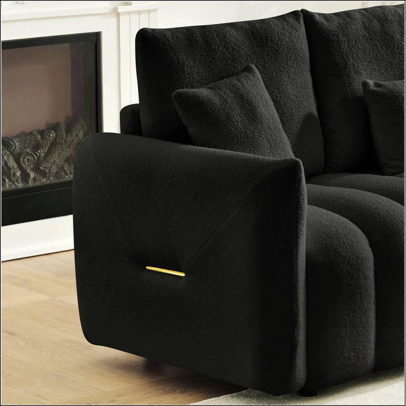 Canapé de 91,7 pouces en tissu de qualité supérieure, canapé modulaire Cloud avec console, chargeur USB et porte-gobelet pour les espaces de vie intérieurs