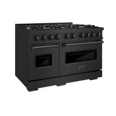 ZLINE 48" Classic Double Oven Dual Fuel Range w/ 8 Burners in Black Stainless Steel