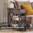 Rustic Brown Floor Lamp With Flip Top Side Table, USB Charging Ports, And 360° Rotatable Lampshade