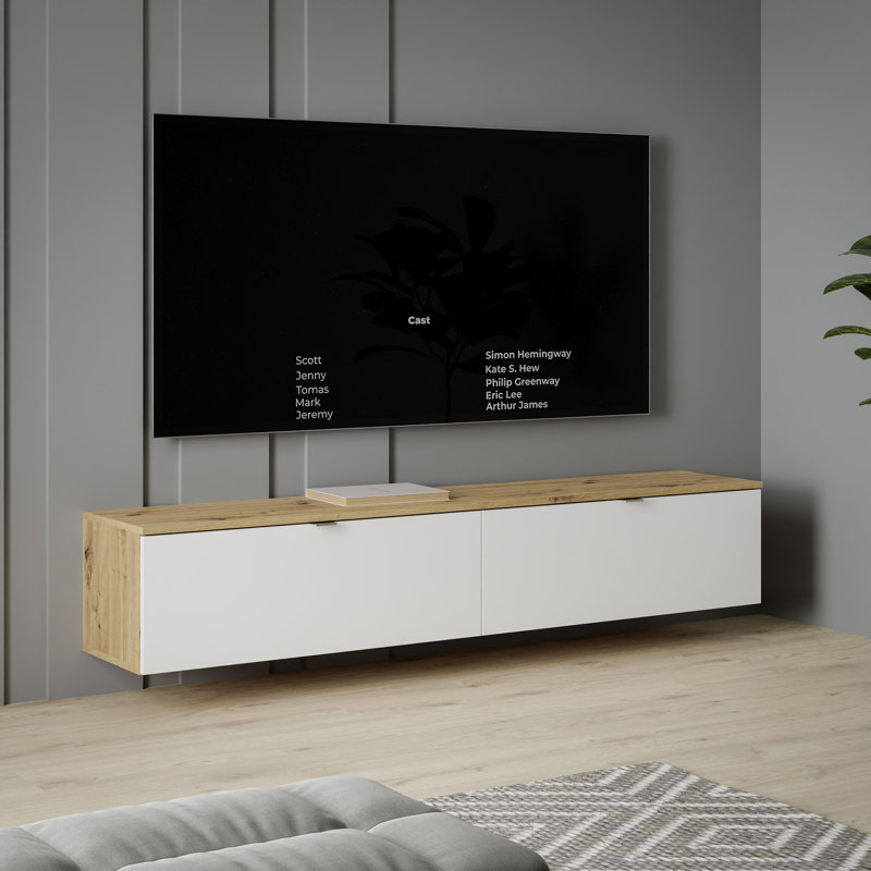 Shayah Unfinished TV Stand for TVs up to 88", White/Beige Wood