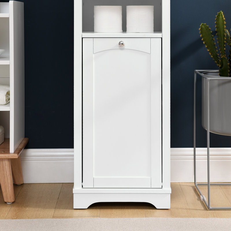 Bathroom Storage Cabinet with 4 Adjustable Shelves and Hidden Storage Space, White