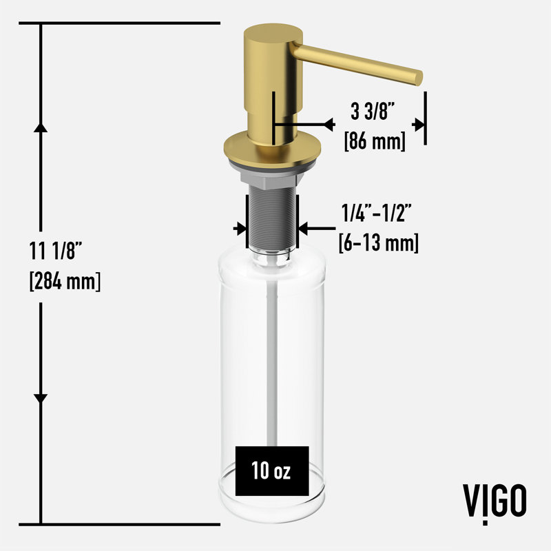 10 oz. Bolton Kitchen Soap Dispenser, Matte Brushed Gold