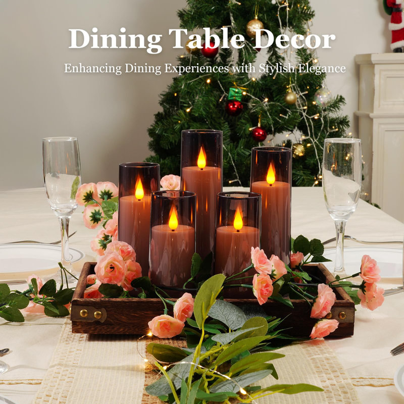 Acrylic Flameless Candles, Battery Operated Candles, Flickering Led Pillar Candles With Remote Control And Timer, 3d Wick, Warm White Light, D2.2 Xh5 5" 6" 7" 8", Set Of 5