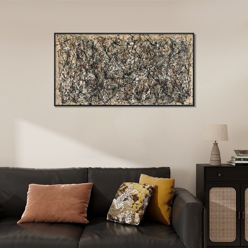 Impression sur toile encadrée, "One Number 31, 1950" par Jackson-Pollock Home Decor (cadre mince noir, 20 po x 40 po)