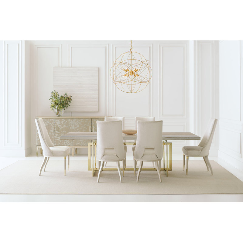 Wish You Were Here Stone Dining Table, Cream, Gold