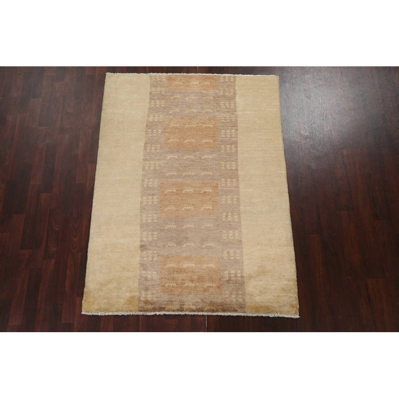 Tapis oriental unique Gabbeh Kashkoli noué à la main 4 pi 8 po x 6 pi 5 po