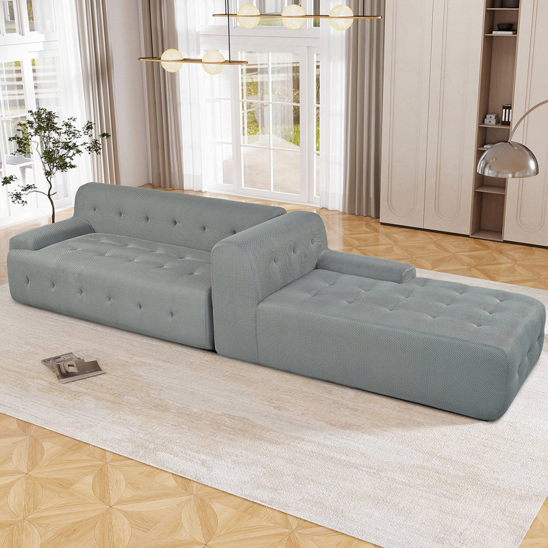 Canapé modulaire en forme de L Minimalist avec combinaisons polyvalentes pour divers espaces, Polyester gris