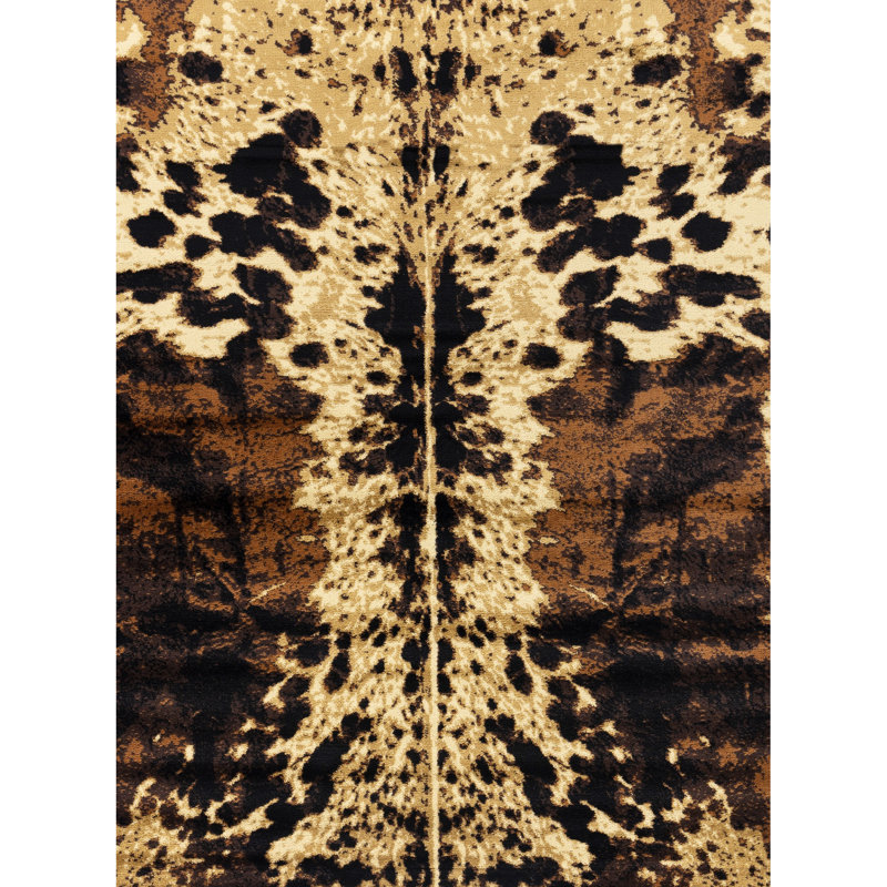 2 pi 7 po X 3 tapis en polypropylène noir à motif de peau de vache teinté pour les espaces très passants et les poils de 0,38 po