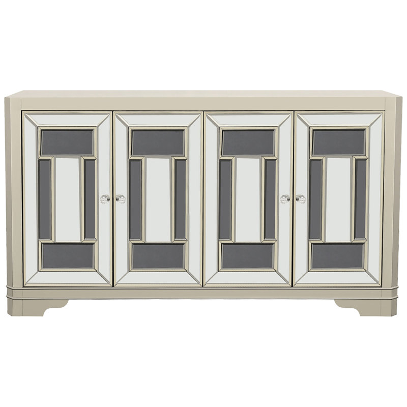 Armoire d'appoint 4 portes fumée et champagne