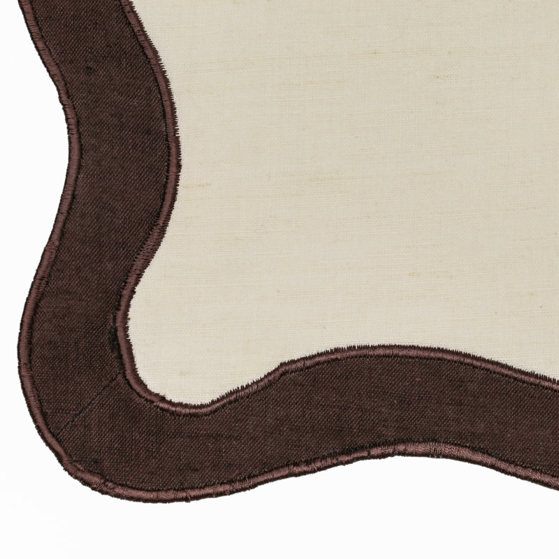 Couverture de challah ondulée en coton/lin biologique couleur chocolat et crème