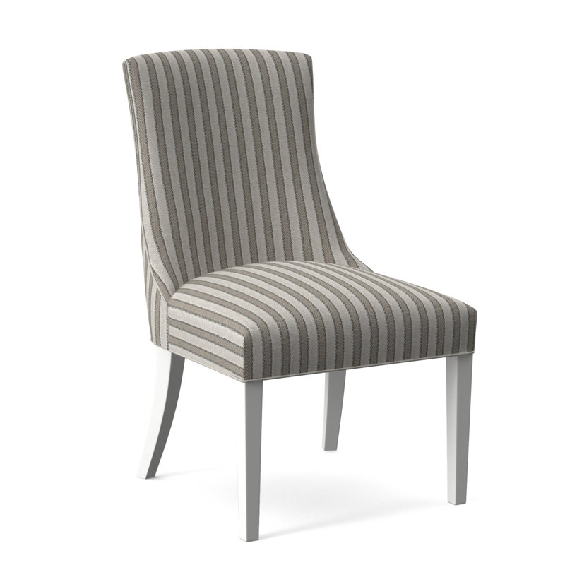 Tuxedo Slipper Dining Chair, Frost White Finish, Cobalt Blue Stripe; 0204-64