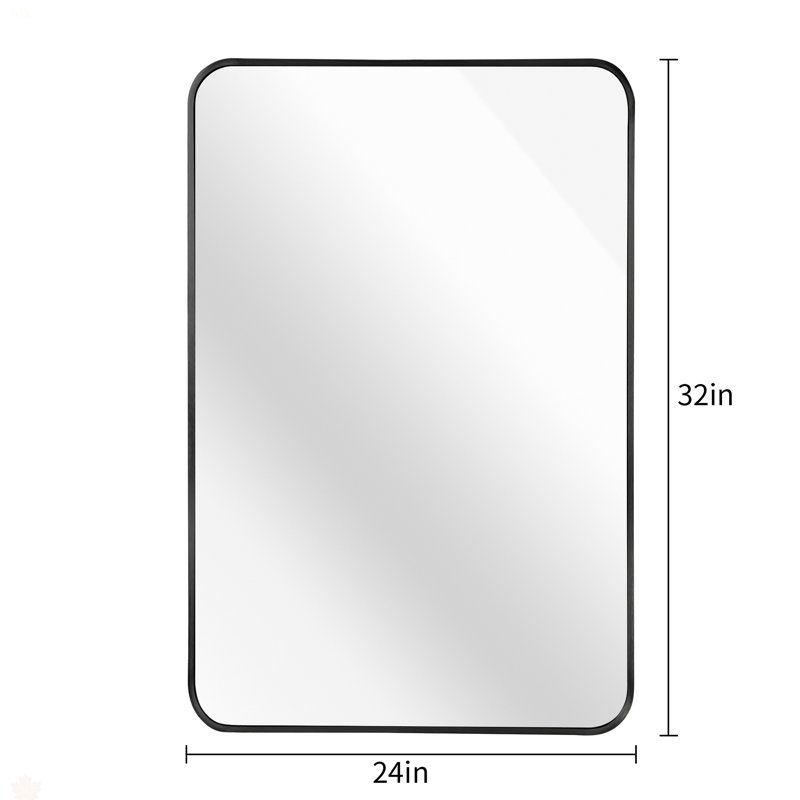 Miroir de bar rectangulaire noir en métal 22 po x 30 po, 30 po x 22 po, Noir, Aluminium Alloy