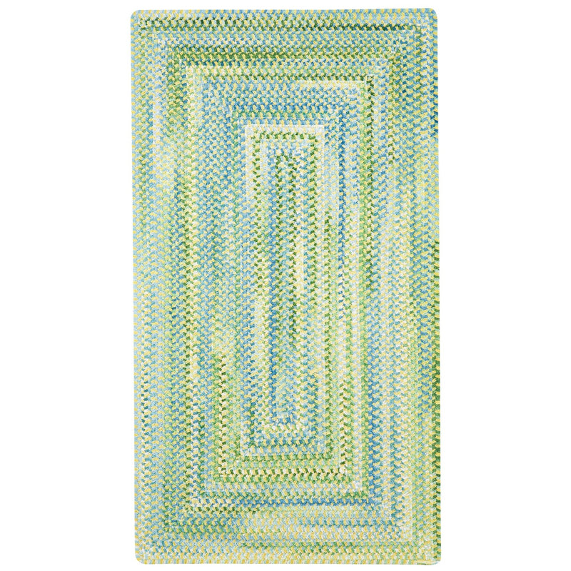 Veans Cotton Indoor Rug, Concentric Rectangle 27" x 9' Runner