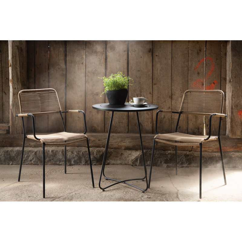Kayshon Round Metal Outdoor Coffee Table , 60cm cm W 60cm cm D, Black