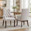 Chaise rembourrée capitonnée avec accoudoirs en chenille et pieds en bois massif, beige-2093903149