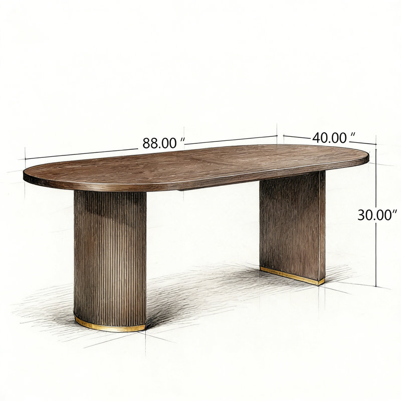 Oval Dining Table Double Pedestal, Espresso