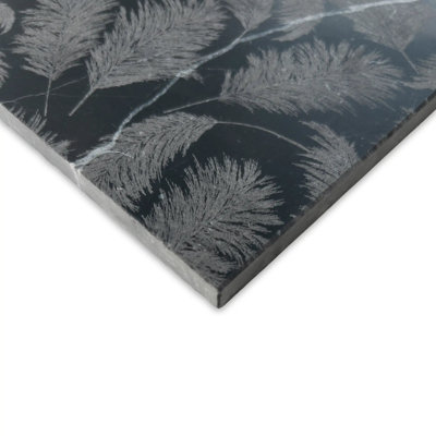 Carreau gravé au laser 6 po x 6 po Nero Marquina Leaves