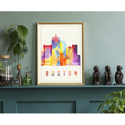 Boston Modern Illustration US Cities Poster, Unframed Print, Massachusetts State Wall Art Poster