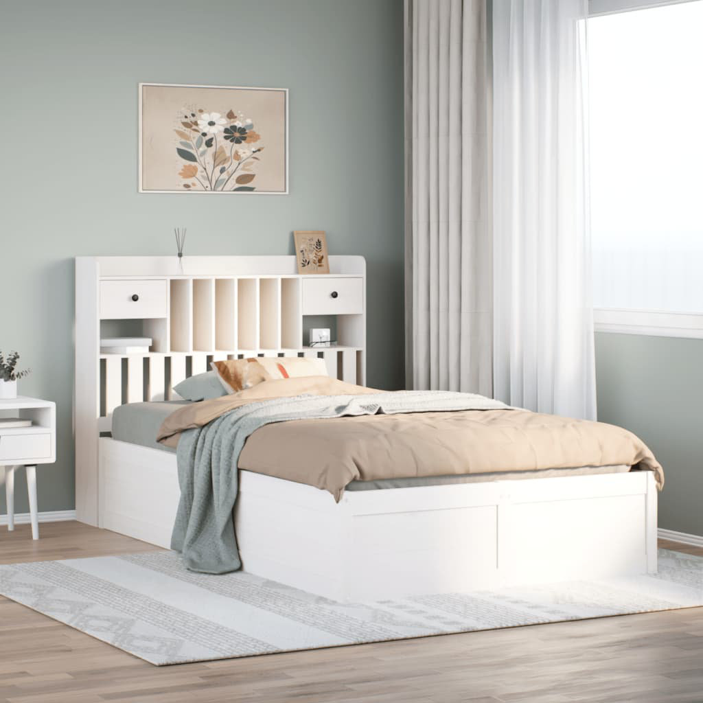 Vidaxl Bed Frame Without Mattress White 90X190 Cm Single Solid Wood Pine