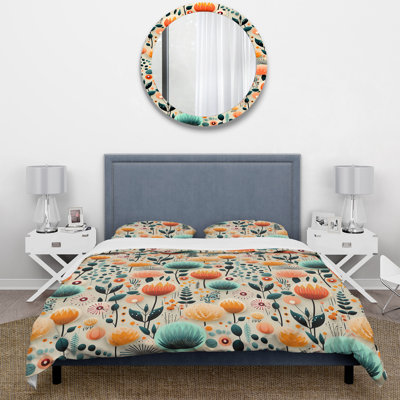Multicolor Contemporary Floral Pattern Floral Duvet Cover