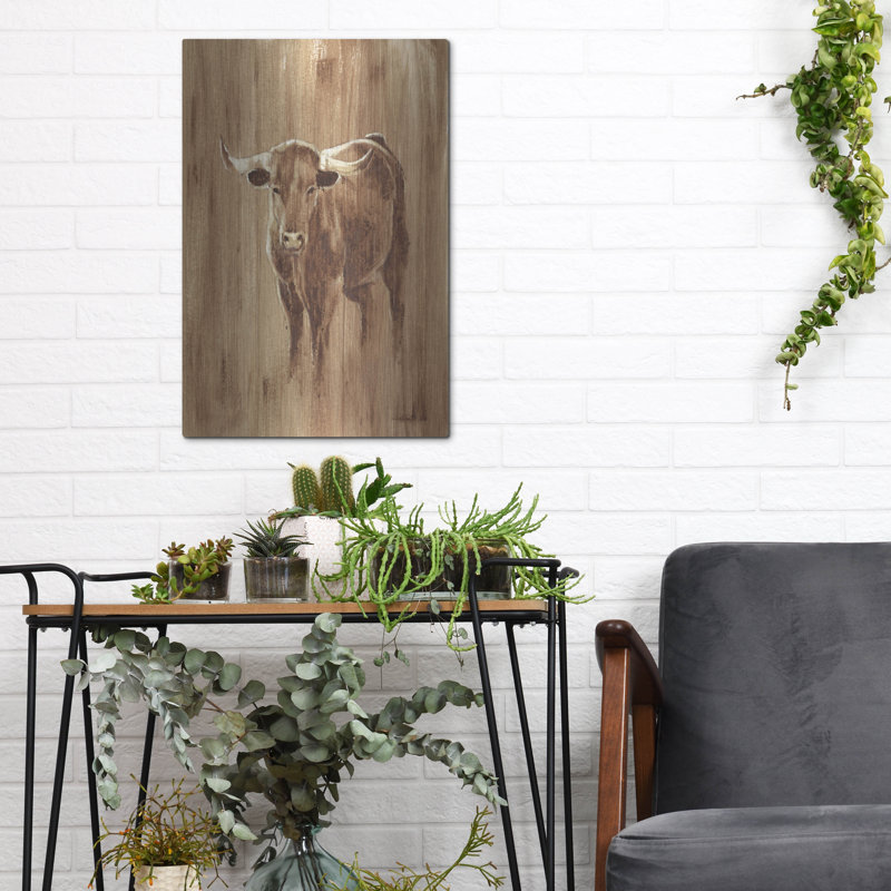 Luxe Wood Art «Wood Panel Longhorn» par Ethan Harp «Wood Panel Longhorn» par Ethan Harper, H 16 po x l 12 po