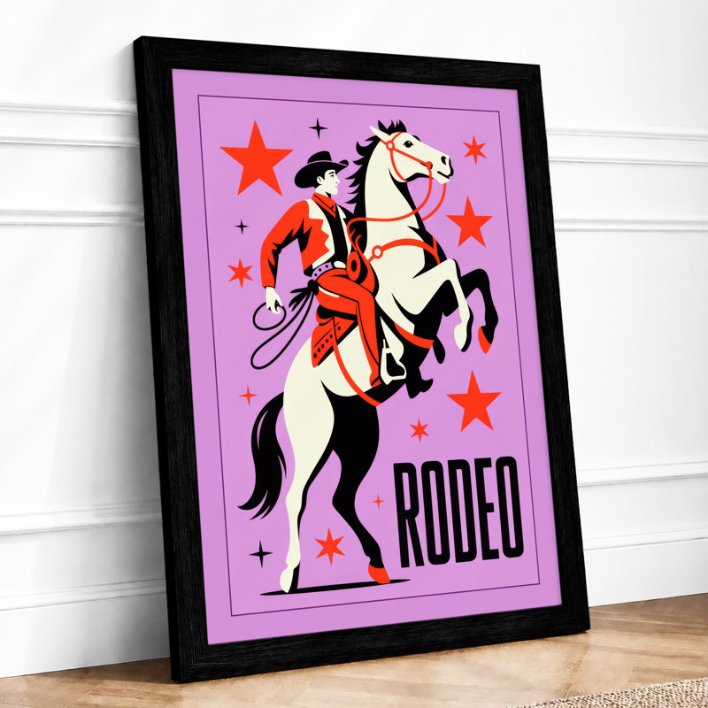 Rodeo Energy Retro - Framed Print, A3 - 42.0 x 29.7 cm, Black