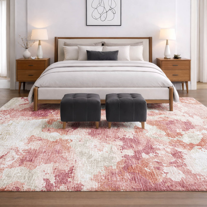 Premium Machine Washable Dream Shag ADS67 Soft Abstract Rug, 3' x 5', Pink
