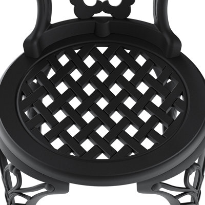 7 ensembles de salle à manger en aluminium toutes saisons, cadre noir, apparence élégante, résistance à la corrosion, siège ergonomique, coussin antidérapant, marches faciles à assembler, mobilier d'extérieur, classique