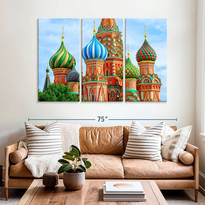 Cathédrale Saint-Basile à Moscou, H 42 po x l 65 po