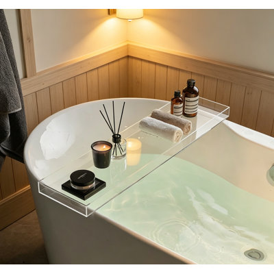 Clear Acrylic Bathtub Caddy Tray, Bath Tub Shelf Table Shower Caddy Organizer