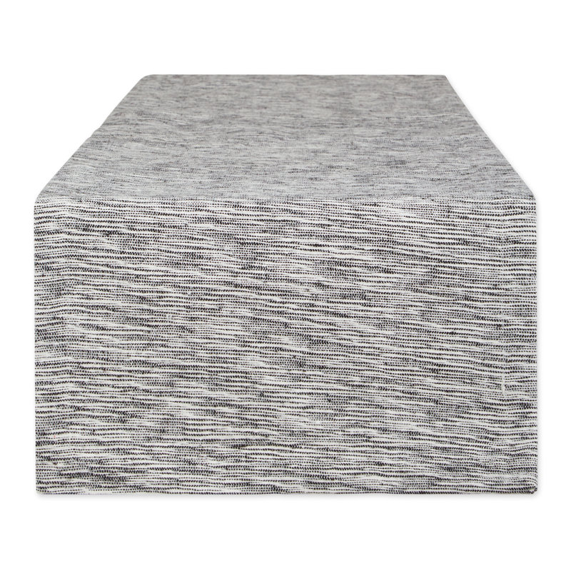 Chemin de table en corde de coton recyclé brun / blanc cassé ton sur ton 14 po x 108 po, 72 po x 14 po, Noir / Blanc cassé