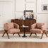 Mid Century Upholstered Arm Accent Chair with Solid Wood Legs