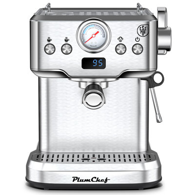 20 Bar Professional Espresso Machine With Milk Frother, Ese Pod Compatible, Stainless Steel Coffee Maker With Pressure Display For Home Espresso, Cappuccino & Latte Lovers