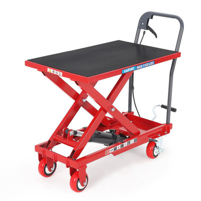 Chariot de table hydraulique de 1 100 lb - Hauteur de levage 35,4 po, ciseaux simples avec patin antidérapant