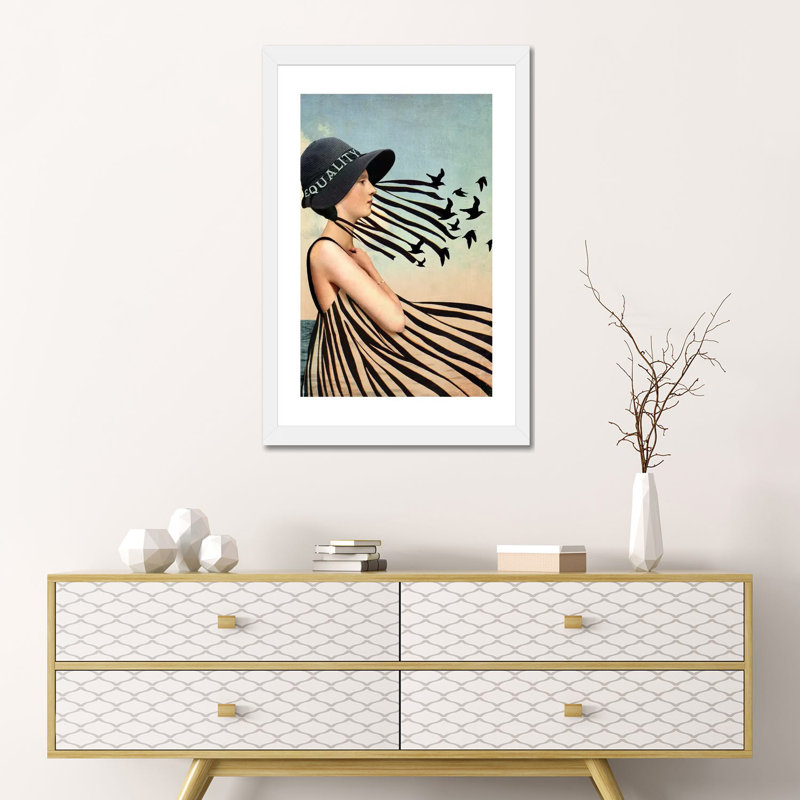 Égalité par Catrin Welz-Stein - impression d'art graphique, Papier encadré blanc, Blanc, H 24 po x l 16 po x P 1 po