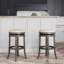 Tabouret de bar 30 po en cuir, bois franc, tabouret pivotant confortable au fini, siège en cuir reconstitué, structure-1743084202-1743084203