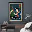 Art japonais japonais, scène d'action en robe bleue, images traditionnelles Edo kaboui, impression sur toile encadrée-123387124-123387122