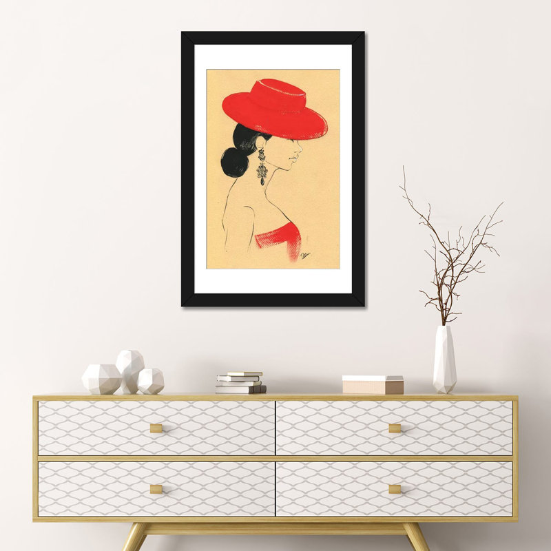 « ralph lauren red », impression sur toile, Papier d'art encadré noir, H 32 po x l 24 po x P 1 po
