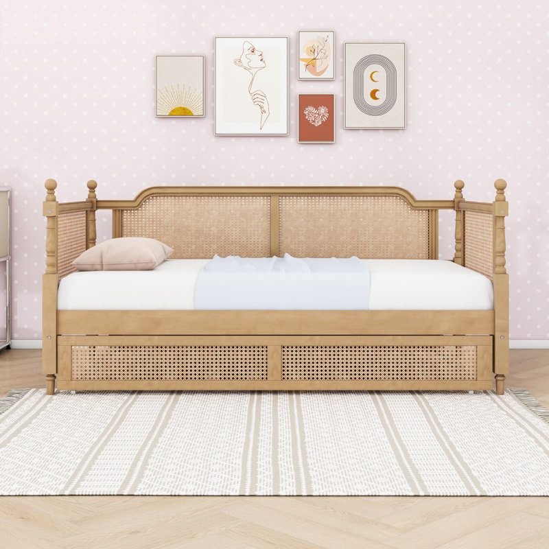 Wood Daybed with Trundle, Twin, Antique Walnut