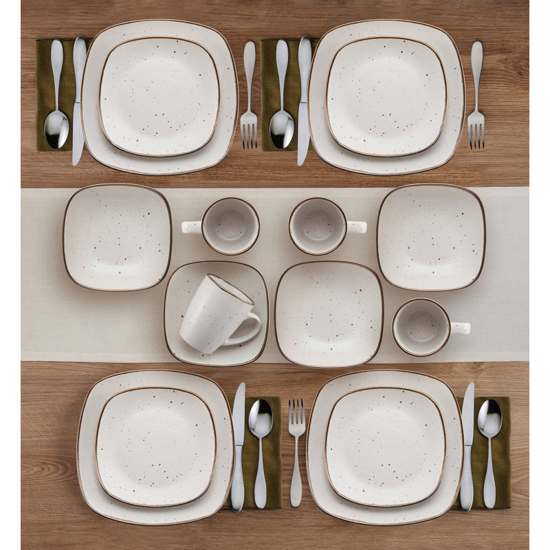 Pfaltzgraff Decker White 16-Piece Stoneware Dinnerware Set, Service for 4
