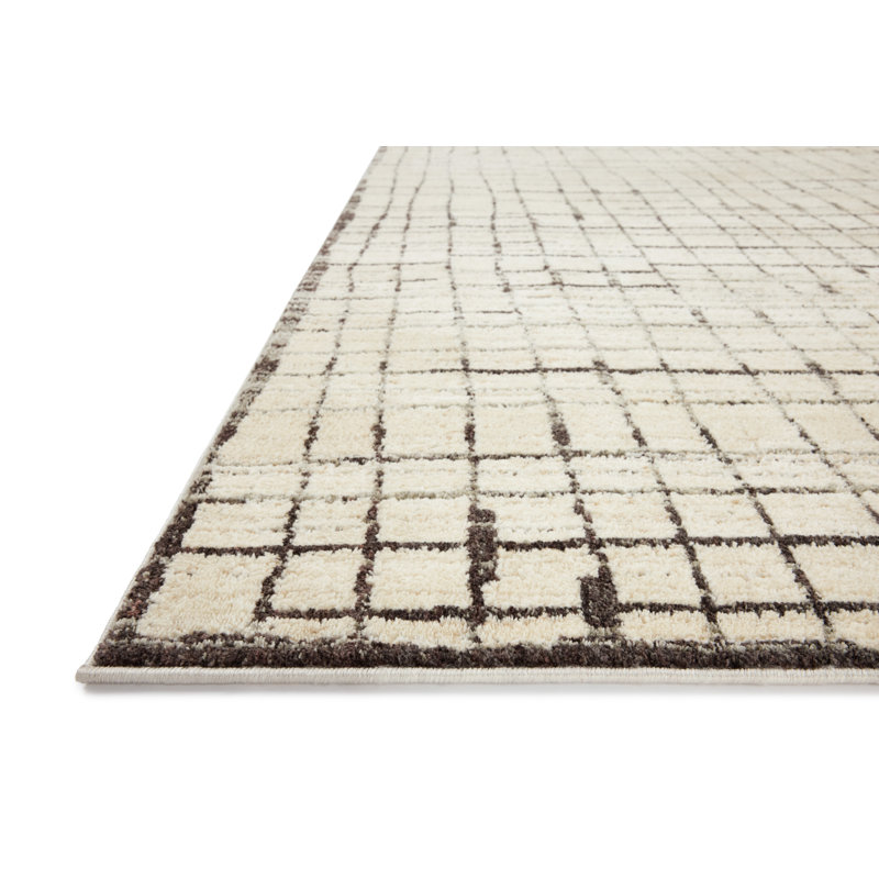 Jeremiah Brent x Loloi Bleecker Ivory / Charcoal Area Rug, Rectangle 4' x 6'